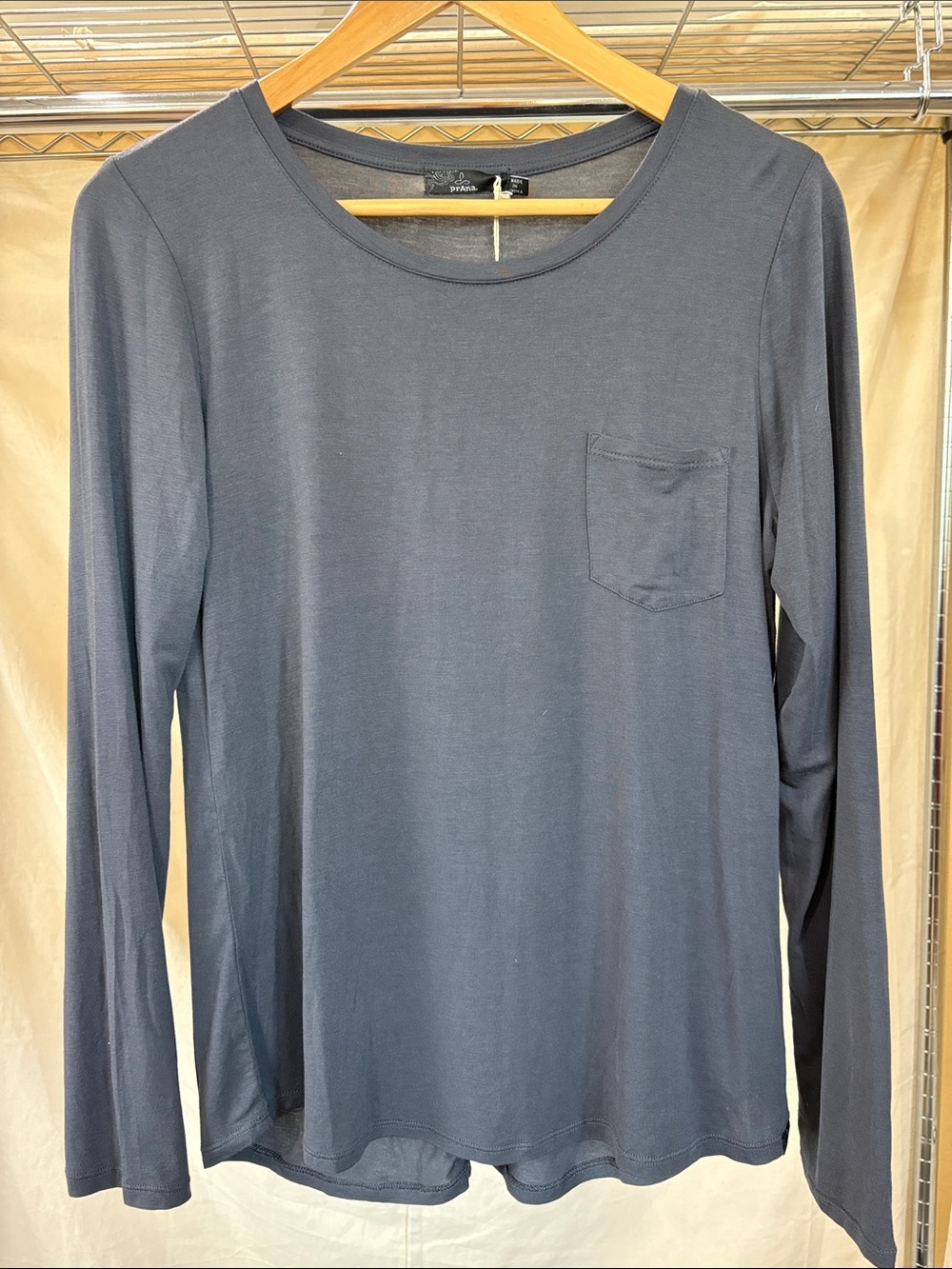Prana Long Sleeve Pocket Tee in Slate Blue